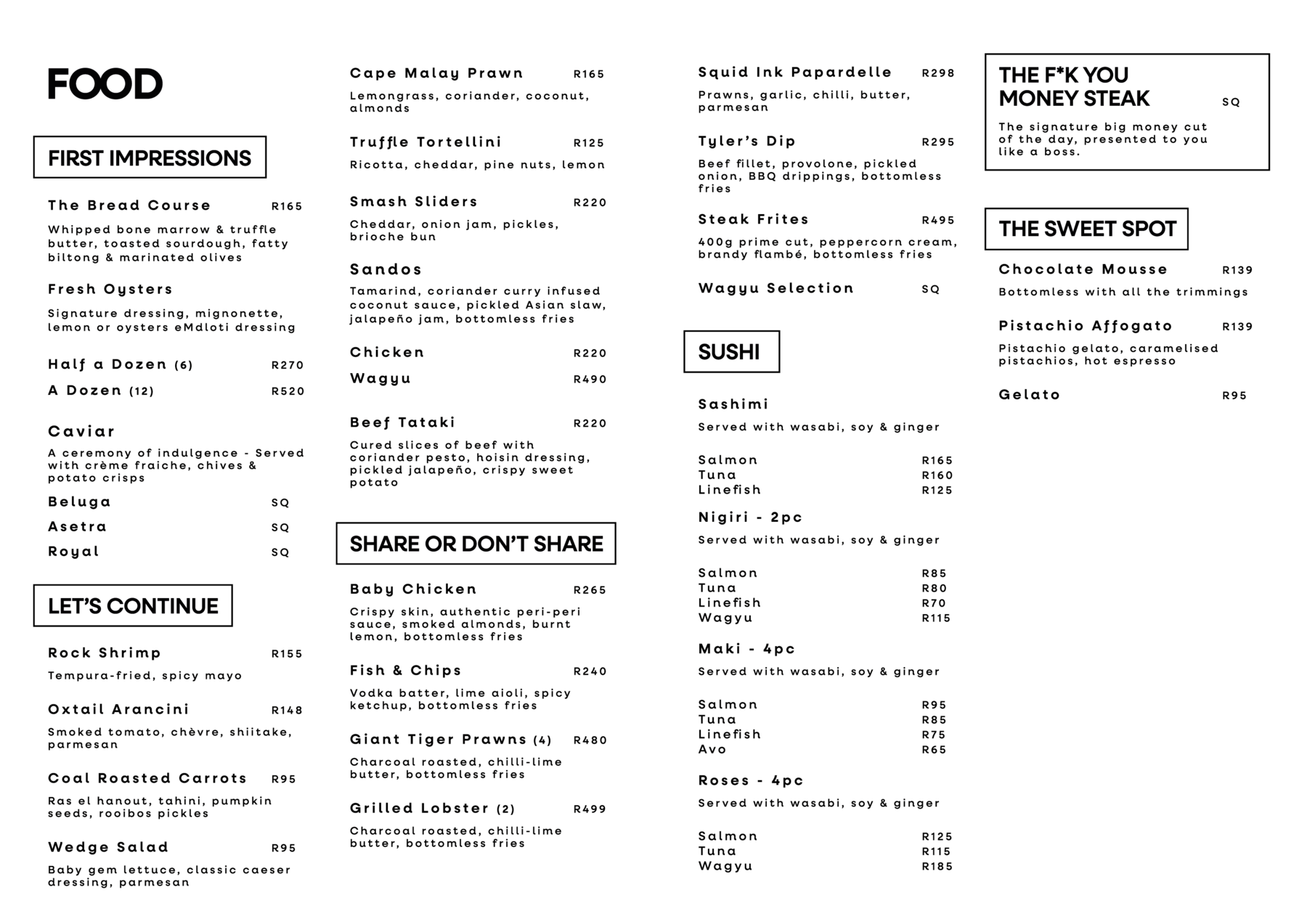 Menu page 1